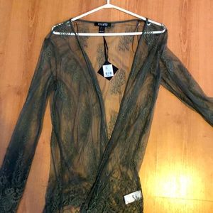 Green lace cardigan